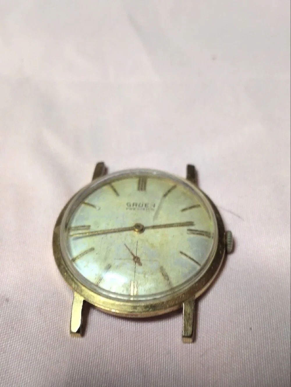 Gruen Precision Vintage Gold Tone Men's Watch Face - Gold